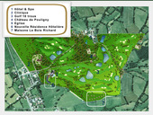 The proposed layout of the site merging existing facilities (#1 thru' #5) with the proposed apartment complex (marked as #6) and the small villa development (#7).