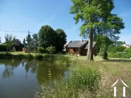 Houten huis aan meertje 