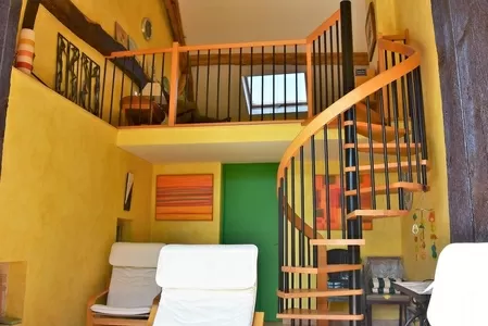 renovated barn with leisure area and mezzanine